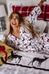 Plaid Deer Print Button Down Viscose Sleepwear Set