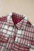 Plaid Flannel Metal Button Collar Long Sleeve Shift Jacket