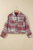 Plaid Flannel Metal Button Collar Long Sleeve Shift Jacket