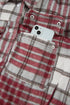 Plaid Flannel Metal Button Collar Long Sleeve Shift Jacket