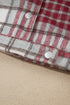 Plaid Flannel Metal Button Collar Long Sleeve Shift Jacket