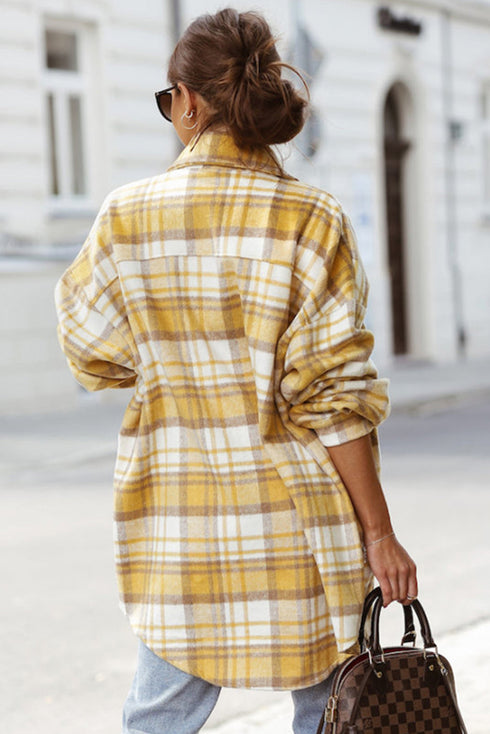 Plaid Flap Pocket Long Sleeve Shacket