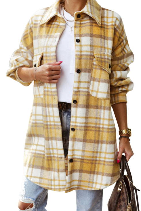 Plaid Flap Pocket Long Sleeve Shacket