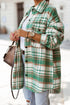 Plaid Flap Pocket Long Sleeve Shacket