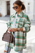 Plaid Flap Pocket Long Sleeve Shacket