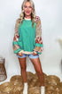 Plaid Floral Patchwork Applique Raglan Sleeve Sweatshirt