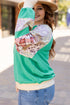 Plaid Floral Patchwork Applique Raglan Sleeve Sweatshirt