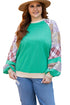 Plaid Floral Patchwork Applique Raglan Sleeve Sweatshirt