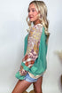 Plaid Floral Patchwork Applique Raglan Sleeve Sweatshirt