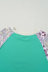 Plaid Floral Patchwork Applique Raglan Sleeve Sweatshirt