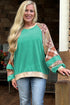 Plaid Floral Patchwork Applique Raglan Sleeve Sweatshirt