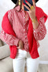 Plaid Frill Detail Long Sleeve Button Down Casual Shirt