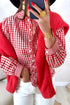 Plaid Frill Detail Long Sleeve Button Down Casual Shirt