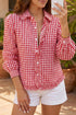 Plaid Frill Detail Long Sleeve Button Down Casual Shirt