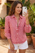 Plaid Frill Detail Long Sleeve Button Down Casual Shirt