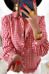 Plaid Frill Detail Long Sleeve Button Down Casual Shirt