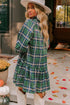 Plaid Frilled Collar Notched V Neck Tiered Long Sleeve Mini Dress