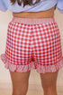 Plaid Gingham Ruffle Striped Lace Tie Casual Shorts