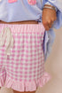 Plaid Gingham Ruffle Striped Lace Tie Casual Shorts