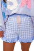 Plaid Gingham Ruffle Striped Lace Tie Casual Shorts