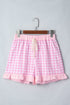 Plaid Gingham Ruffle Striped Lace Tie Casual Shorts