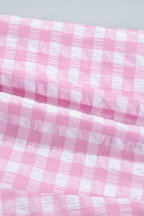 Plaid Gingham Ruffle Striped Lace Tie Casual Shorts