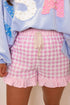 Plaid Gingham Ruffle Striped Lace Tie Casual Shorts