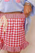 Plaid Gingham Ruffle Striped Lace Tie Casual Shorts