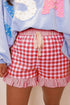Plaid Gingham Ruffle Striped Lace Tie Casual Shorts