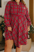 Plaid Half Button Long Sleeve A Line Mini Dress