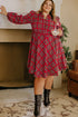 Plaid Half Button Long Sleeve A Line Mini Dress