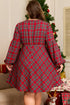 Plaid Half Button Long Sleeve A Line Mini Dress