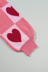 Plaid Heart Print Mock Neck Lantern Sleeve Sweater