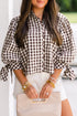 Plaid Knot Half Sleeve Button Down Shirt