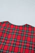 Plaid Knot Neck Short Sleeve Shift Midi Dress