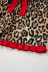 Plaid Leopard Print Patchwork Long Sleeve Shorts Sleepwear