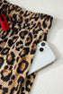 Plaid Leopard Print Patchwork Long Sleeve Shorts Sleepwear