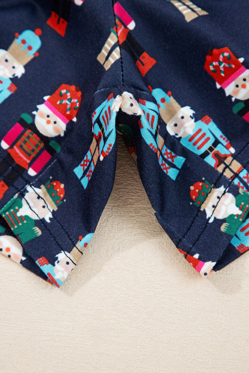 Plaid Letter Mama Claus Graphic Crewneck Tee And Nutcracker Print Elastic Waist Shorts Lounge Set