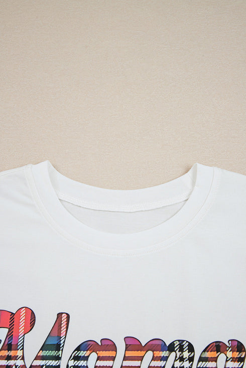 Plaid Letter Mama Claus Graphic Crewneck Tee And Nutcracker Print Elastic Waist Shorts Lounge Set