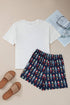 Plaid Letter Mama Claus Graphic Crewneck Tee And Nutcracker Print Elastic Waist Shorts Lounge Set