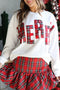 Plaid Letter Merry Graphic Drop Shoulder Sweatshirt
