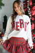 Plaid Letter Merry Graphic Drop Shoulder Sweatshirt