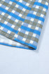 Plaid Long Sleeve Frilled Detail Half Button Blouse