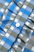 Plaid Long Sleeve Frilled Detail Half Button Blouse