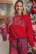 Plaid Mama Graphic Crewneck And Wide Leg Pants Loungewear