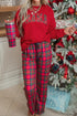 Plaid Mama Graphic Crewneck And Wide Leg Pants Loungewear