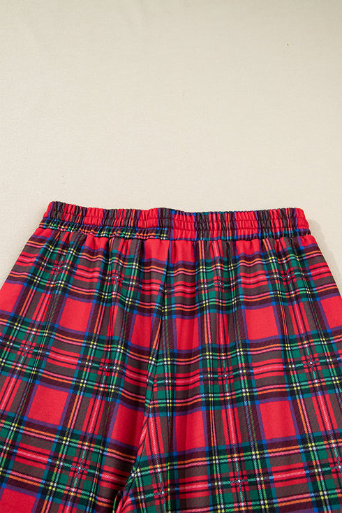 Plaid Mama Graphic Crewneck And Wide Leg Pants Loungewear