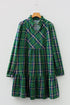 Plaid Notched Neck Long Sleeve H Line Mini Dress