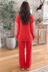 Plaid Paneled Long Sleeve Top Wide Leg Pant Set