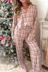 Plaid Patch Pocket Long Sleeve Lounge Set